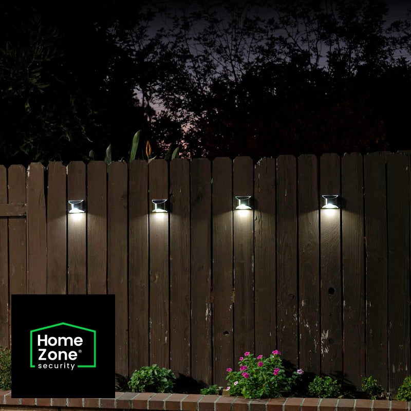 Home Zone Security Solar Wall Lights - Decorative Outdoor Solar Fence Post and Step Lights, Weatherproof with No Wiring Required, Stainless Steel (4-Pack) - Image 3
